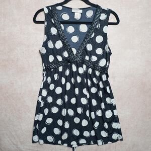 Self Esteem Polka Dot Sleeveless Tunic Top M Y2K